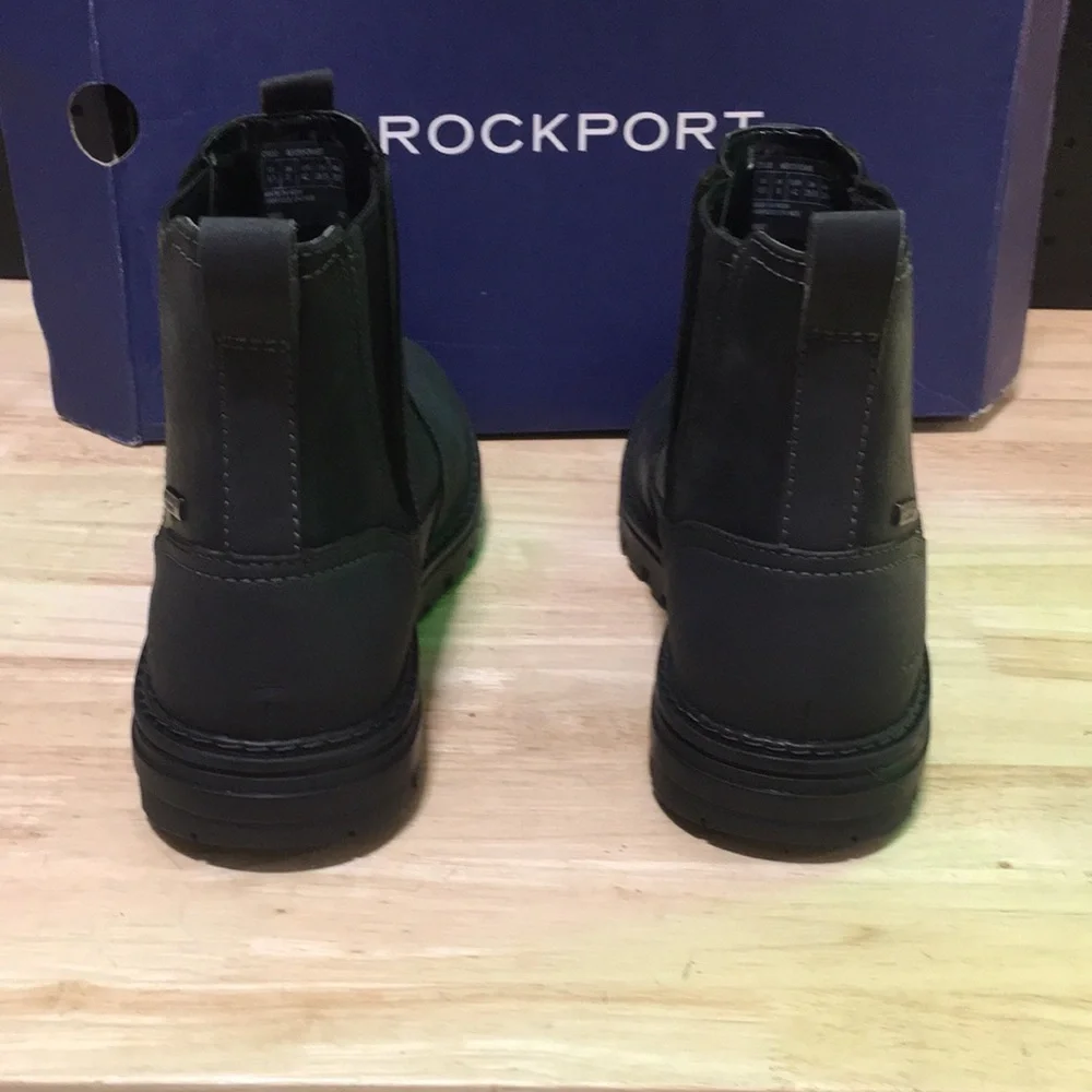 New WB Mens Rockport Black Chelsea‎ Boots - Slip-On Comfort Waterproof